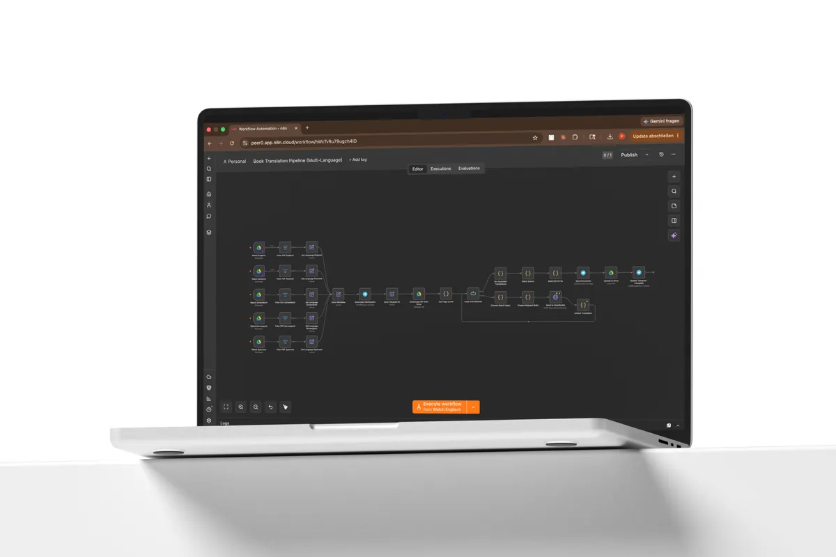 n8n-Workflow, der Bücher automatisch übersetzt